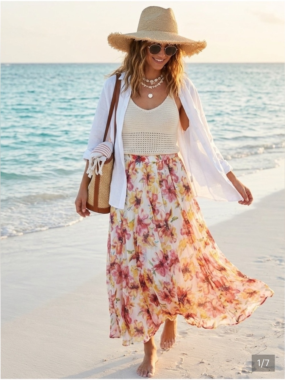 Lucky & Coco Floral Chiffon Maxi Skirt -Size Med Euro Summer Cottagecore Beachy